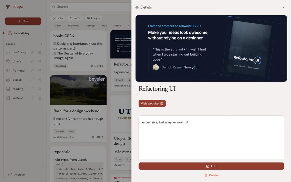A saved link with its automatically fetched preview