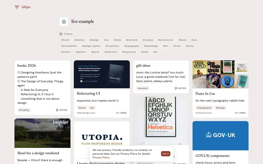 A space published at a public khipa link